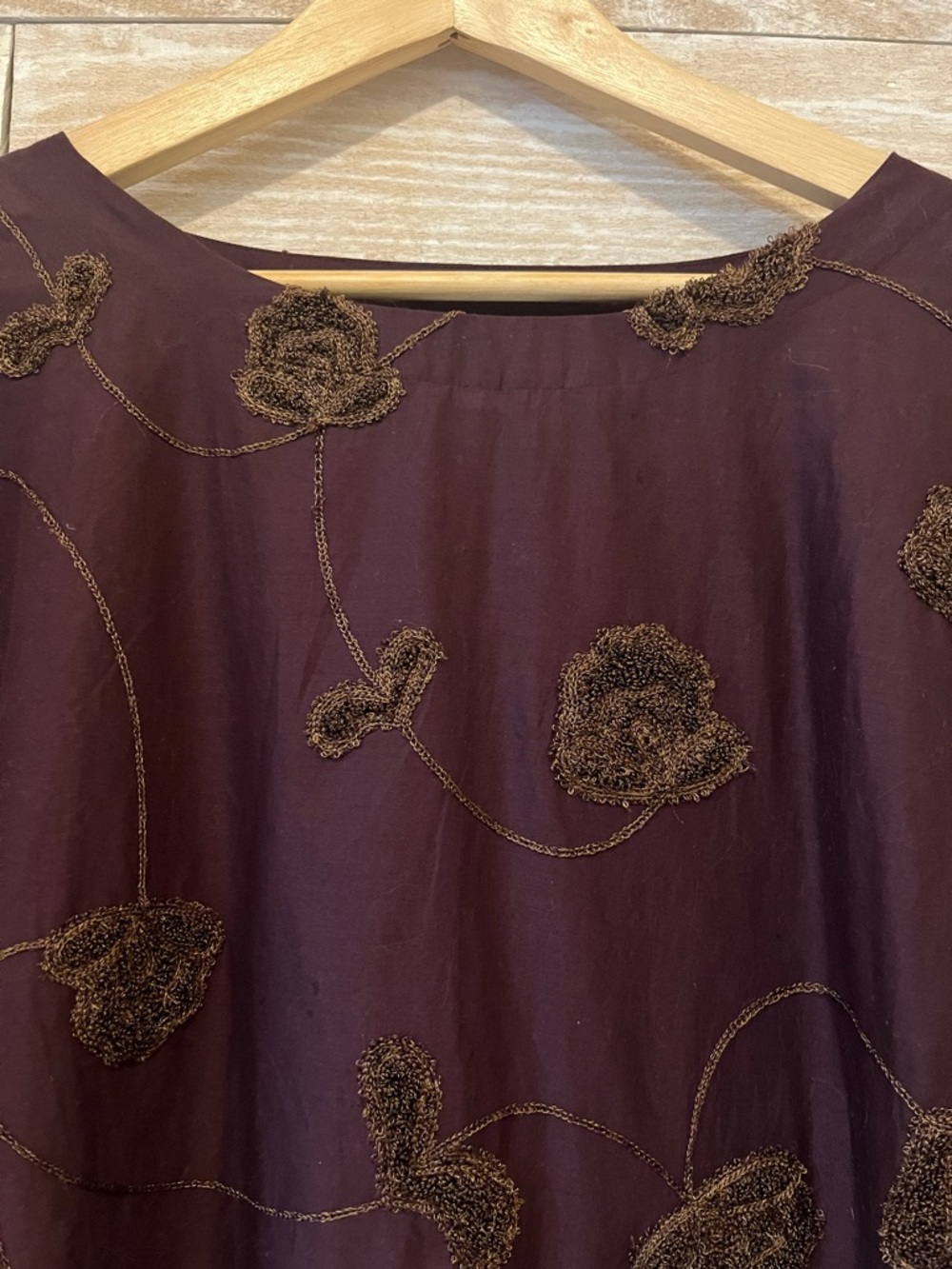 J. Jill Deep Plum Embroidered Floral Boxy Tunic 100% Cotton - Picture 6 of 8